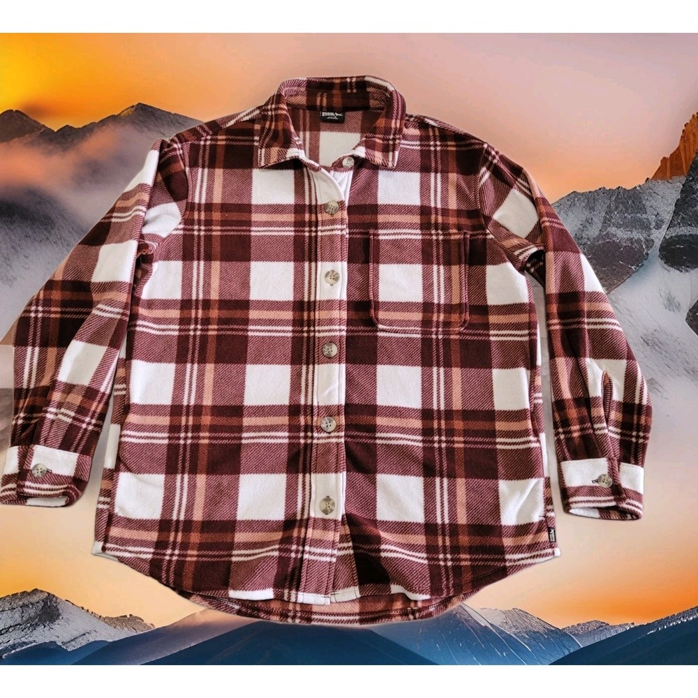 Eddie Bauer Shirt Jacket Womens M Microfleece Button Up Shacket Plaid Gorpcore